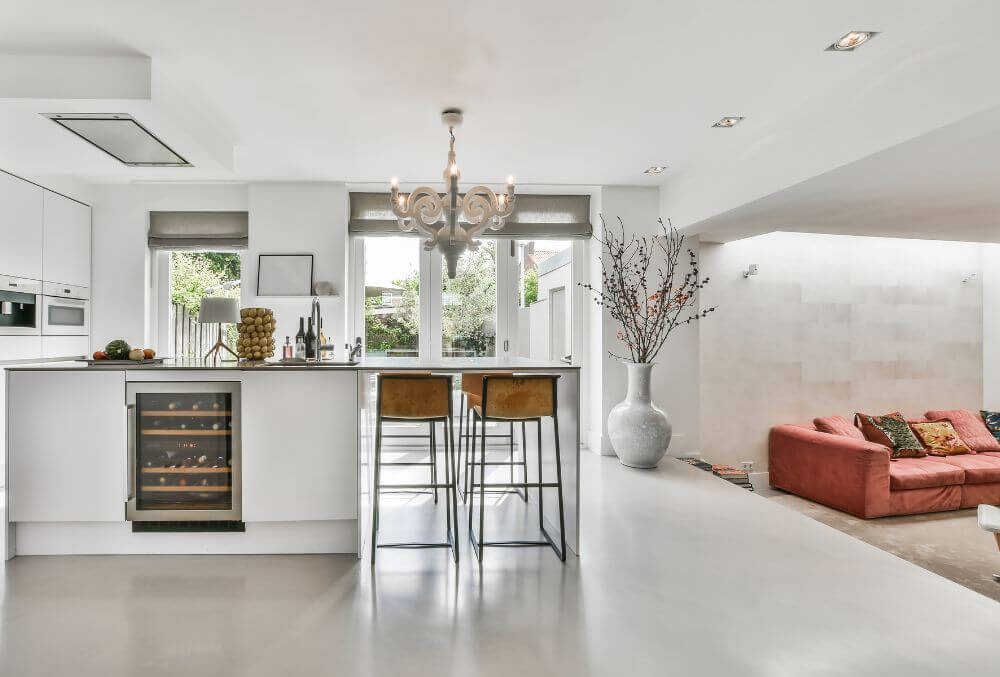 glossy finish flooring in the kitchen