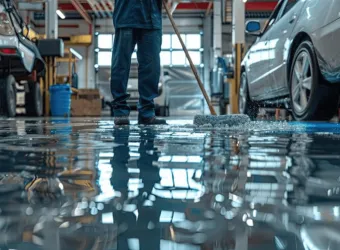 glossy concrete garage flooring