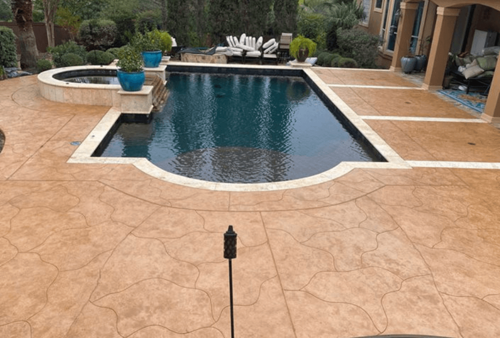 stamped concrete pool deck