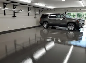 garage coating floor with SUV car