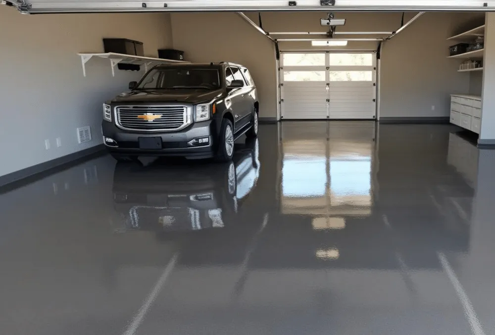garage floor with SUV car