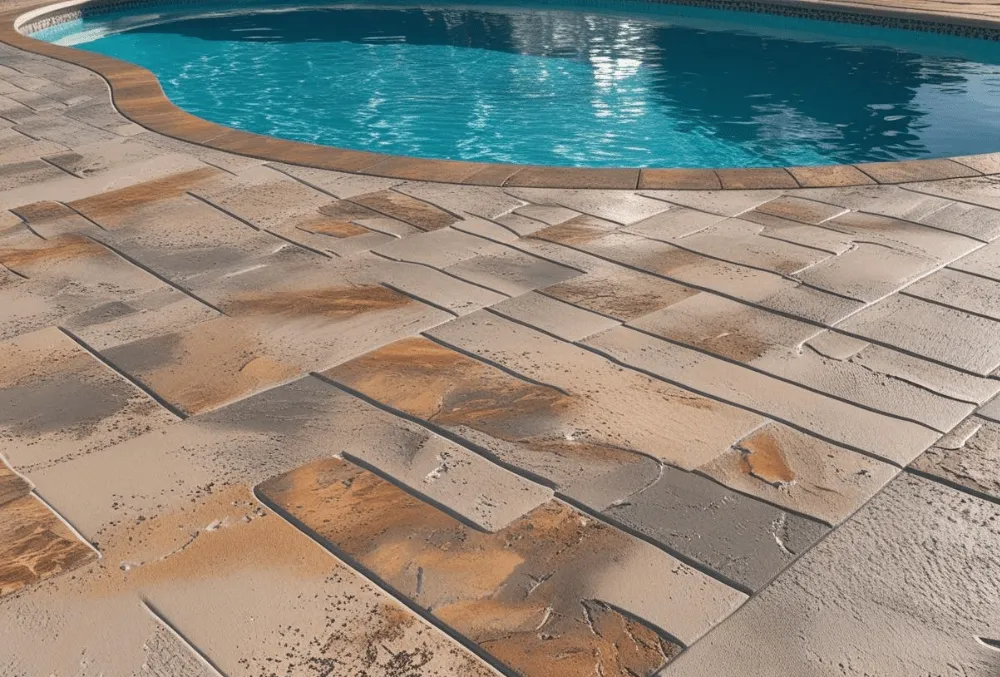 Pool Deck Resurfacing stamped concrete