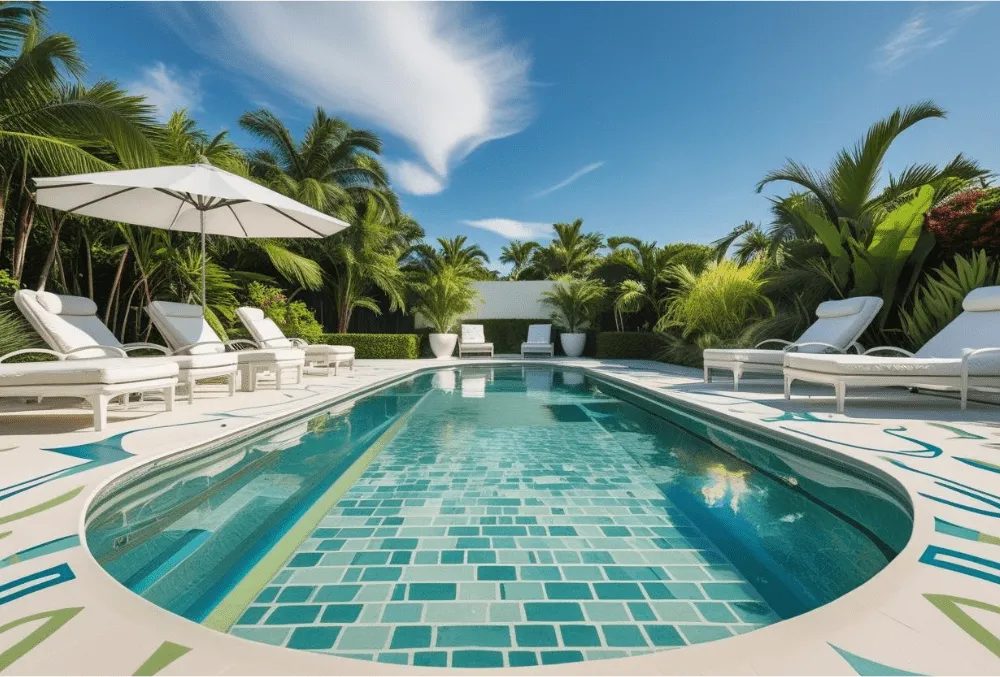 Celebrity-Inspired Pool Deck Resurfacing with outdoor chairs