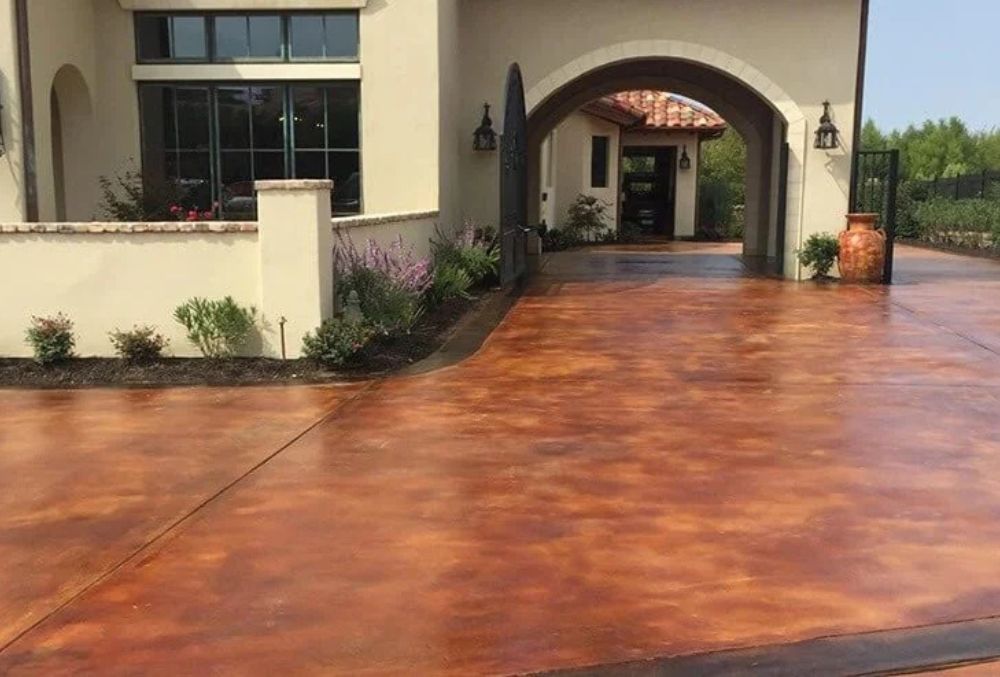 stained concrete driveway