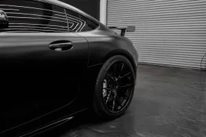 black car inside the garage